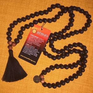 Lava & Sandalwood Mala with OM Charm